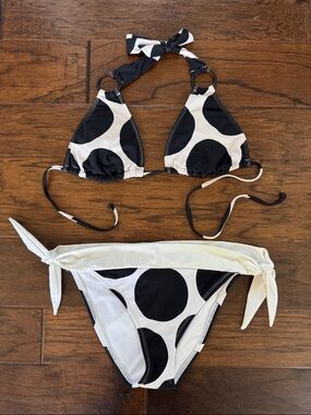 Hobie black and white polka dot bikini SIZE L
